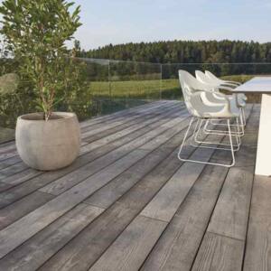 Betonstein Platte Holzoptik braun